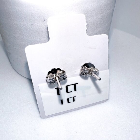 Sterling Silver Cubic Zirconia 1CT Stud Earrings - Picture 6 of 6